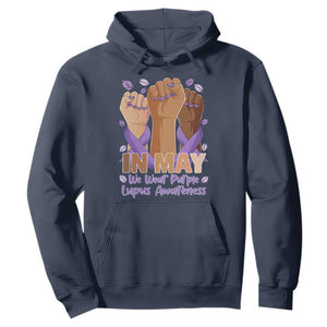 In May We Wear Purple Lupus Awareness Hoodie Purple Ribbon TS10 Navy Print Your Wear