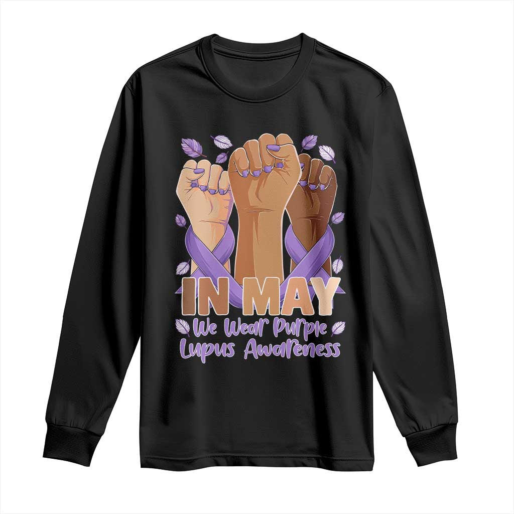 In May We Wear Purple Lupus Awareness Long Sleeve Shirt Purple Ribbon TS10 Black Print Your Wear