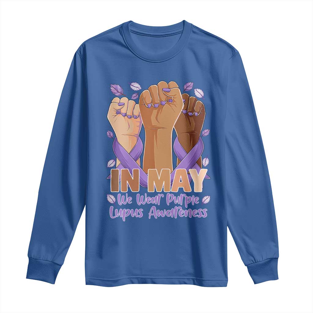 In May We Wear Purple Lupus Awareness Long Sleeve Shirt Purple Ribbon TS10 Royal Blue Print Your Wear