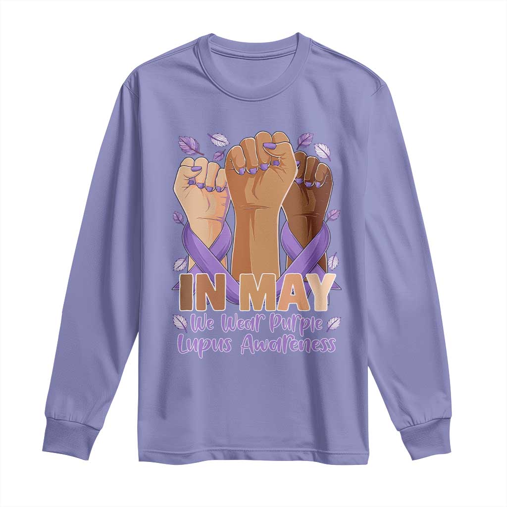 In May We Wear Purple Lupus Awareness Long Sleeve Shirt Purple Ribbon TS10 Violet Print Your Wear