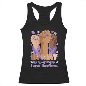 In May We Wear Purple Lupus Awareness Racerback Tank Top Purple Ribbon TS10 Black Print Your Wear