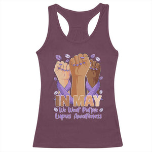 In May We Wear Purple Lupus Awareness Racerback Tank Top Purple Ribbon TS10 Maroon Print Your Wear