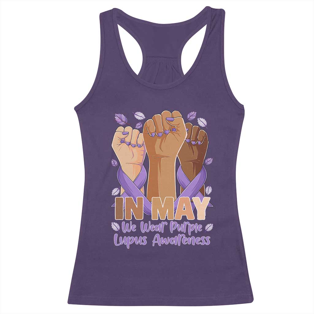 In May We Wear Purple Lupus Awareness Racerback Tank Top Purple Ribbon TS10 Purple Print Your Wear
