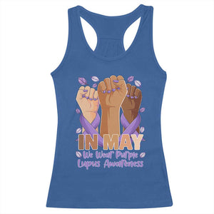 In May We Wear Purple Lupus Awareness Racerback Tank Top Purple Ribbon TS10 Royal Blue Print Your Wear
