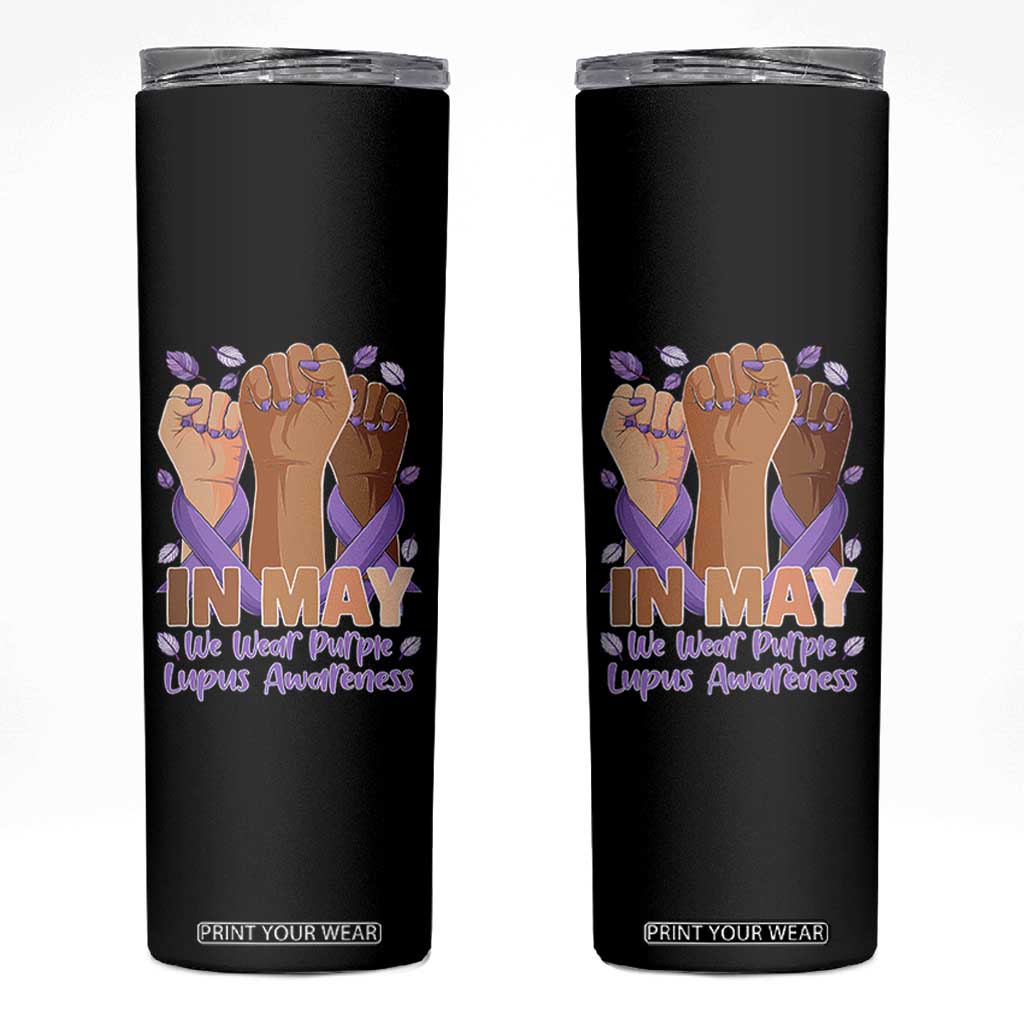 In May We Wear Purple Lupus Awareness Skinny Tumbler Purple Ribbon TS10 Black Print Your Wear