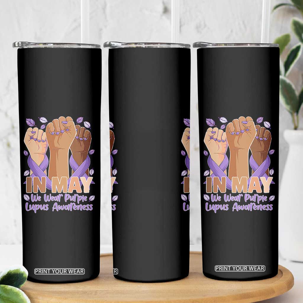 In May We Wear Purple Lupus Awareness Skinny Tumbler Purple Ribbon TS10 Print Your Wear
