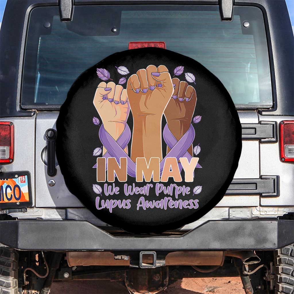 In May We Wear Purple Lupus Awareness Spare Tire Cover Purple Ribbon TS10 No hole Black Print Your Wear