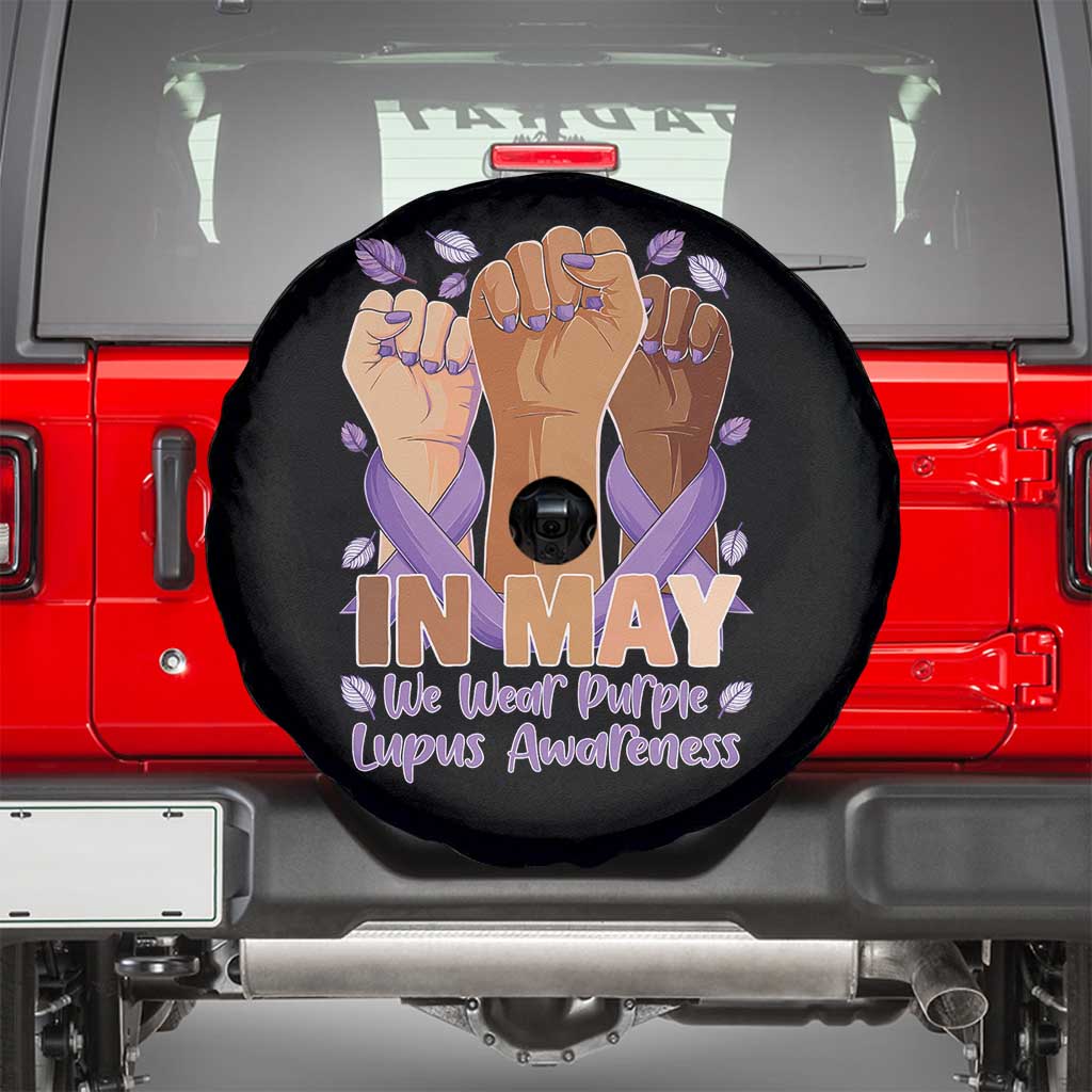 In May We Wear Purple Lupus Awareness Spare Tire Cover Purple Ribbon TS10 Black Print Your Wear