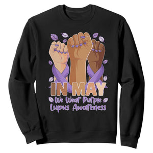 In May We Wear Purple Lupus Awareness Sweatshirt Purple Ribbon TS10 Black Print Your Wear
