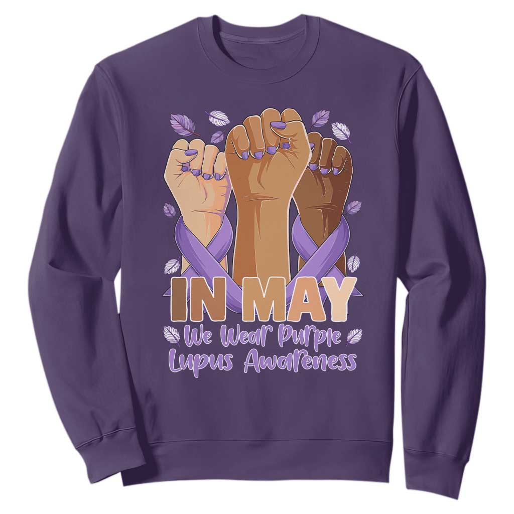 In May We Wear Purple Lupus Awareness Sweatshirt Purple Ribbon TS10 Purple Print Your Wear