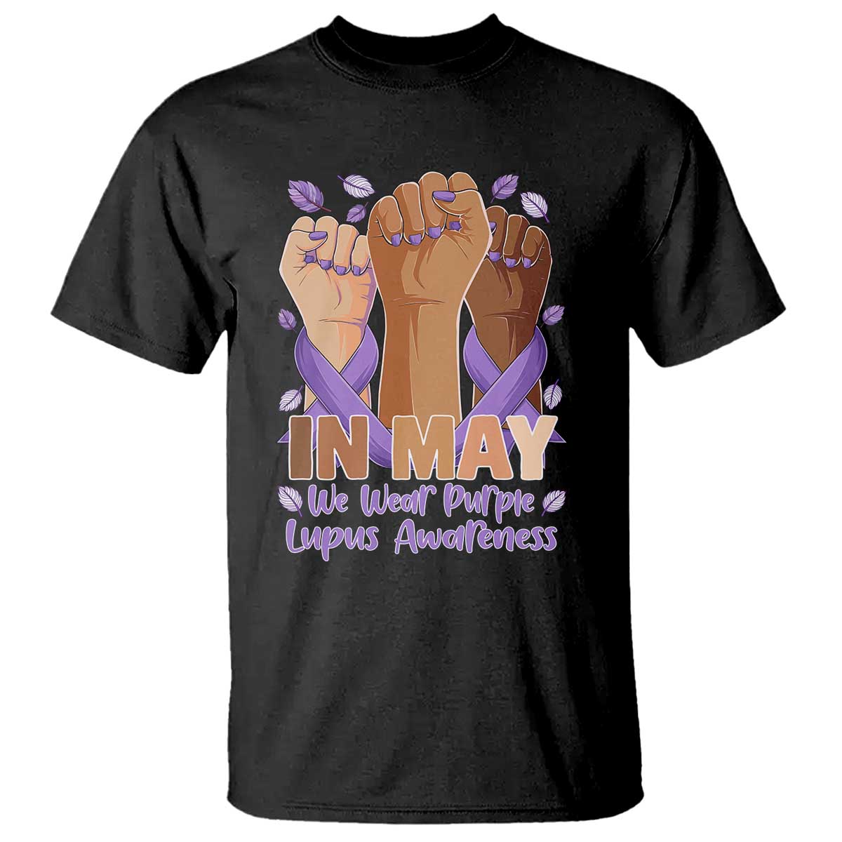 In May We Wear Purple Lupus Awareness T Shirt Purple Ribbon TS10 Black Print Your Wear