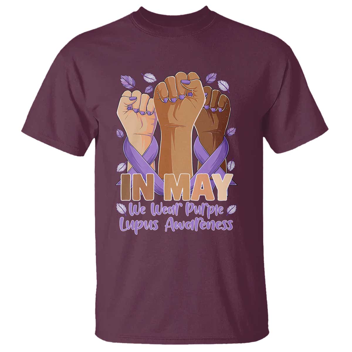 In May We Wear Purple Lupus Awareness T Shirt Purple Ribbon TS10 Maroon Print Your Wear