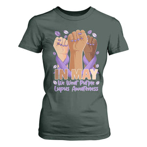 In May We Wear Purple Lupus Awareness T Shirt For Women Purple Ribbon TS10 Dark Forest Green Print Your Wear