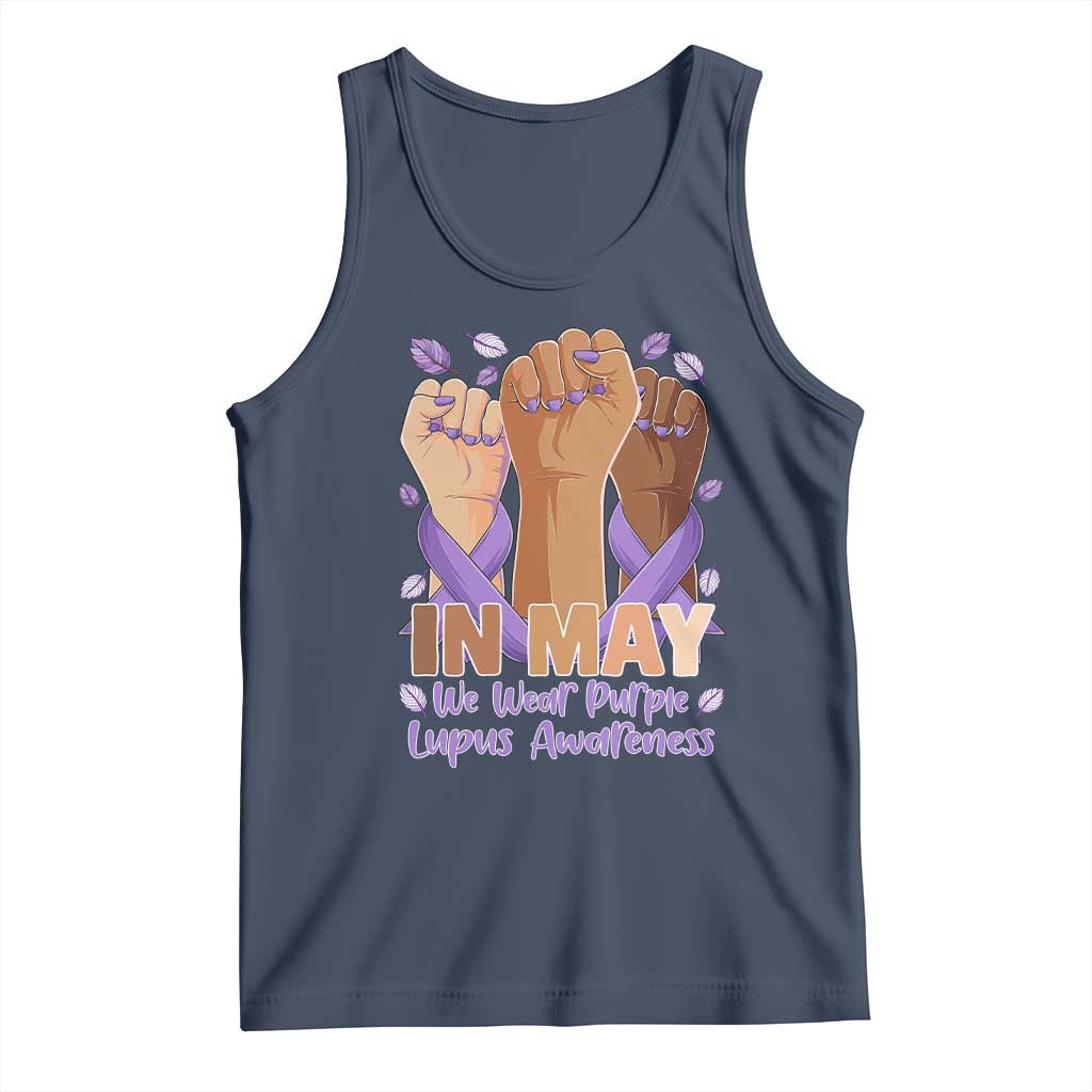 In May We Wear Purple Lupus Awareness Tank Top Purple Ribbon TS10 Navy Print Your Wear