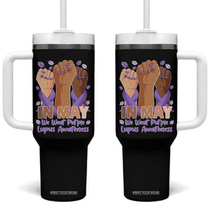 In May We Wear Purple Lupus Awareness Tumbler With Handle Purple Ribbon TS10 One Size: 40 oz Black Print Your Wear