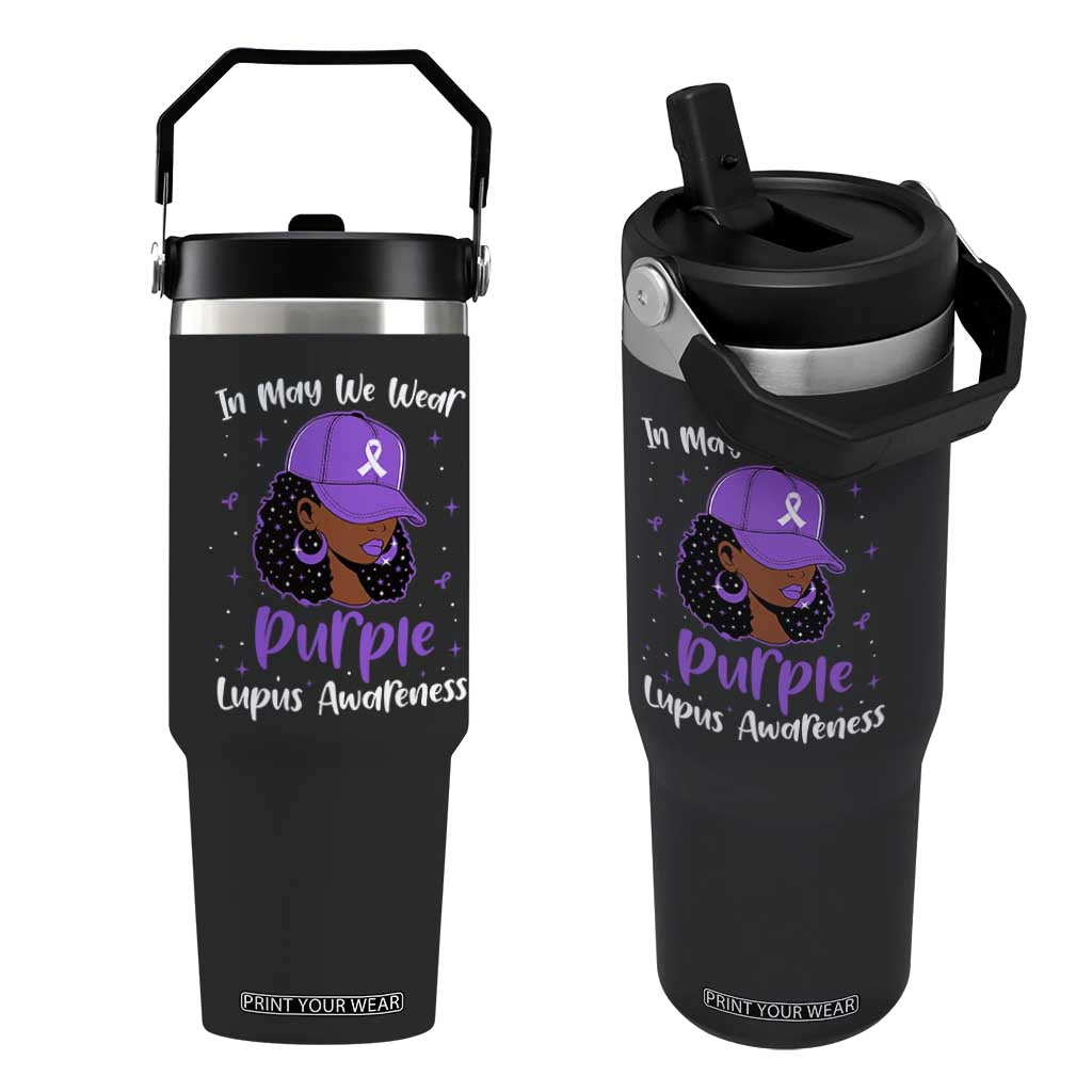 Lupus Awareness Flip Straw Tumbler African American Black Women Fight Lupus Purple Ribbon TS10 One Size: 30 oz Black Print Your Wear