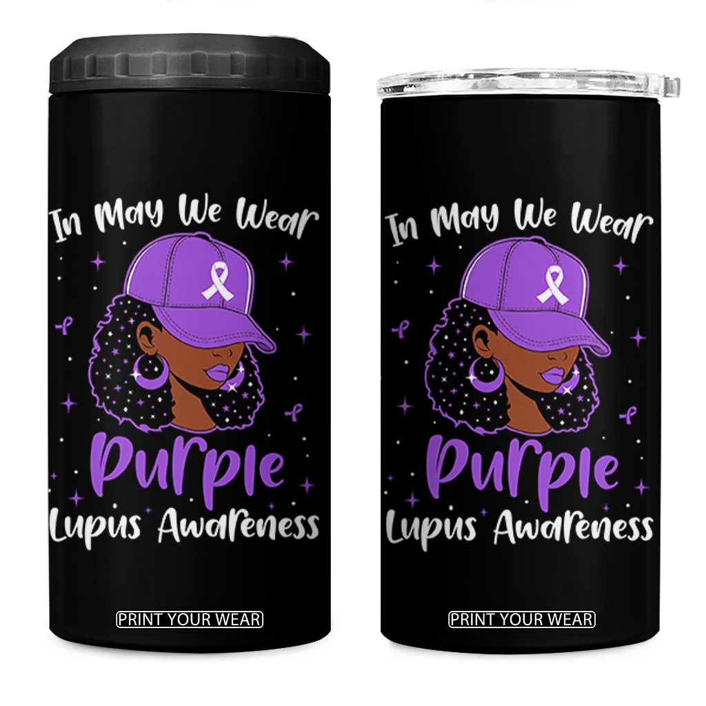 Lupus Awareness 4 in 1 Can Cooler Tumbler African American Black Women Fight Lupus Purple Ribbon TS10 One Size: 16 oz Black Print Your Wear