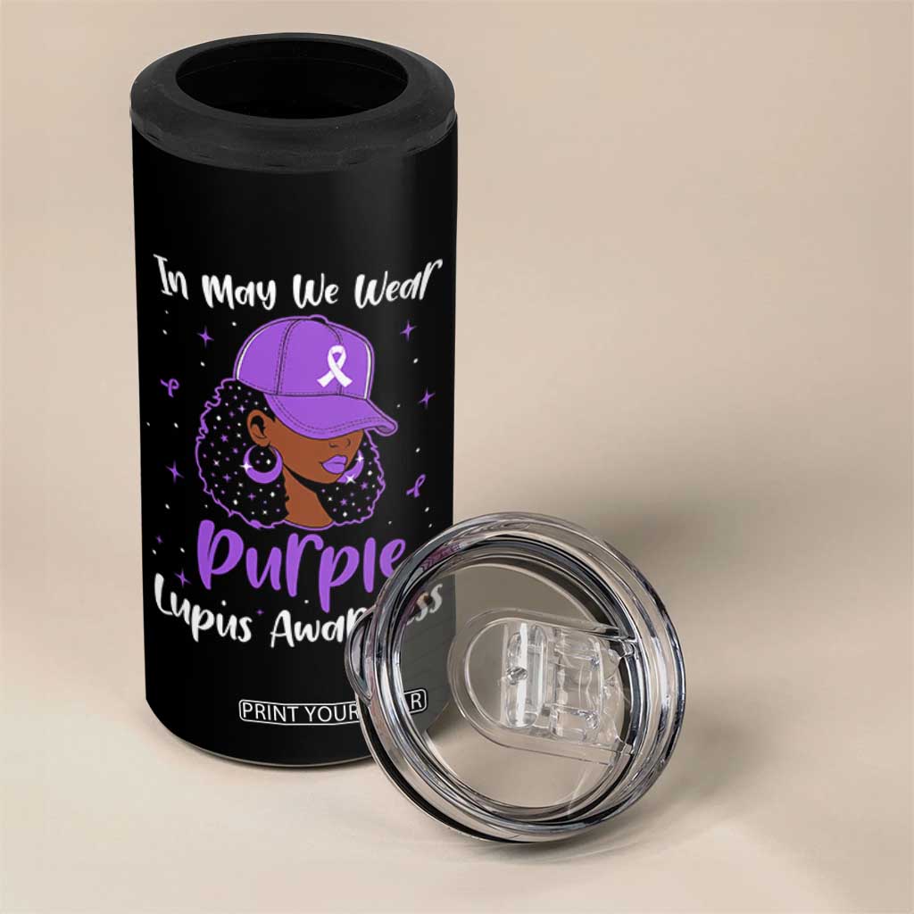 Lupus Awareness 4 in 1 Can Cooler Tumbler African American Black Women Fight Lupus Purple Ribbon TS10 Print Your Wear