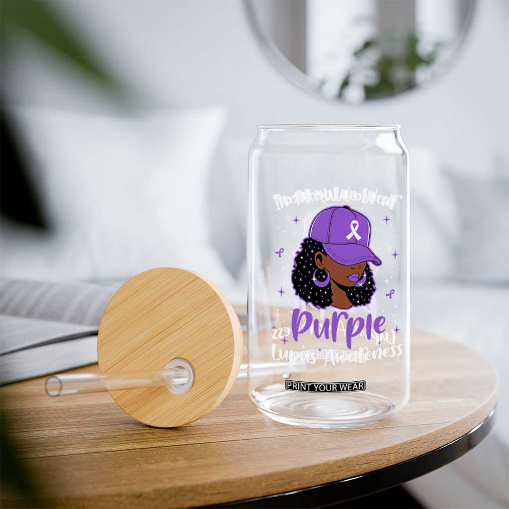 Lupus Awareness Glass Can African American Black Women Fight Lupus Purple Ribbon TS10 Print Your Wear