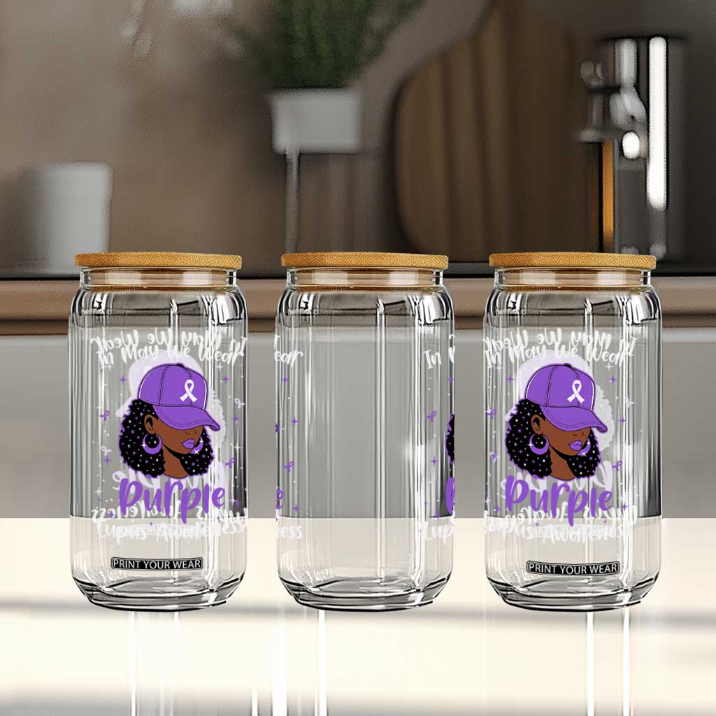 Lupus Awareness Glass Can African American Black Women Fight Lupus Purple Ribbon TS10 Print Your Wear