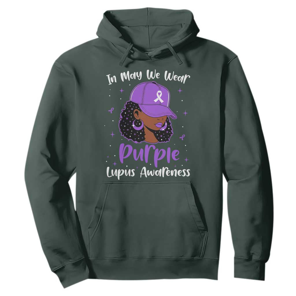 Lupus Awareness Hoodie African American Black Women Fight Lupus Purple Ribbon TS10 Dark Forest Green Print Your Wear