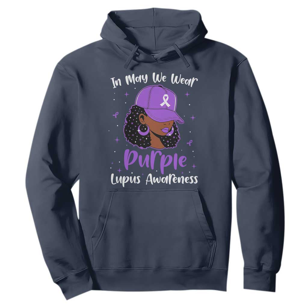 Lupus Awareness Hoodie African American Black Women Fight Lupus Purple Ribbon TS10 Navy Print Your Wear