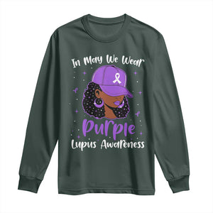 Lupus Awareness Long Sleeve Shirt African American Black Women Fight Lupus Purple Ribbon TS10 Dark Forest Green Print Your Wear
