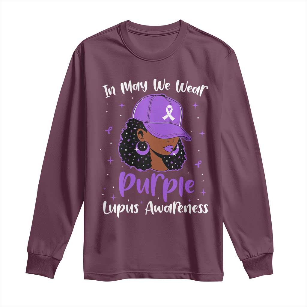 Lupus Awareness Long Sleeve Shirt African American Black Women Fight Lupus Purple Ribbon TS10 Maroon Print Your Wear