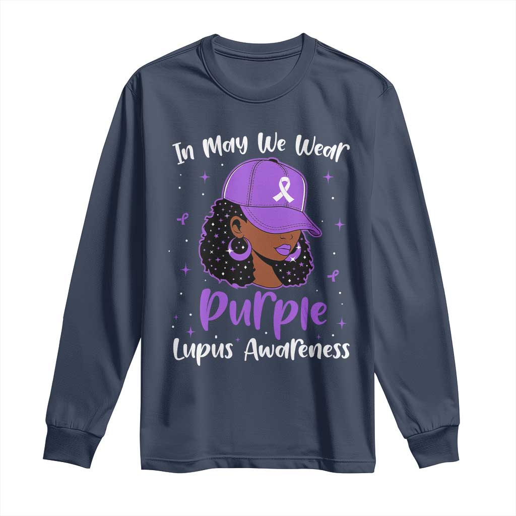 Lupus Awareness Long Sleeve Shirt African American Black Women Fight Lupus Purple Ribbon TS10 Navy Print Your Wear