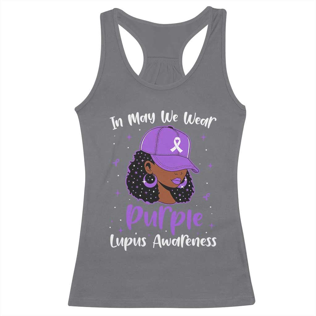 Lupus Awareness Racerback Tank Top African American Black Women Fight Lupus Purple Ribbon TS10 Charcoal Print Your Wear
