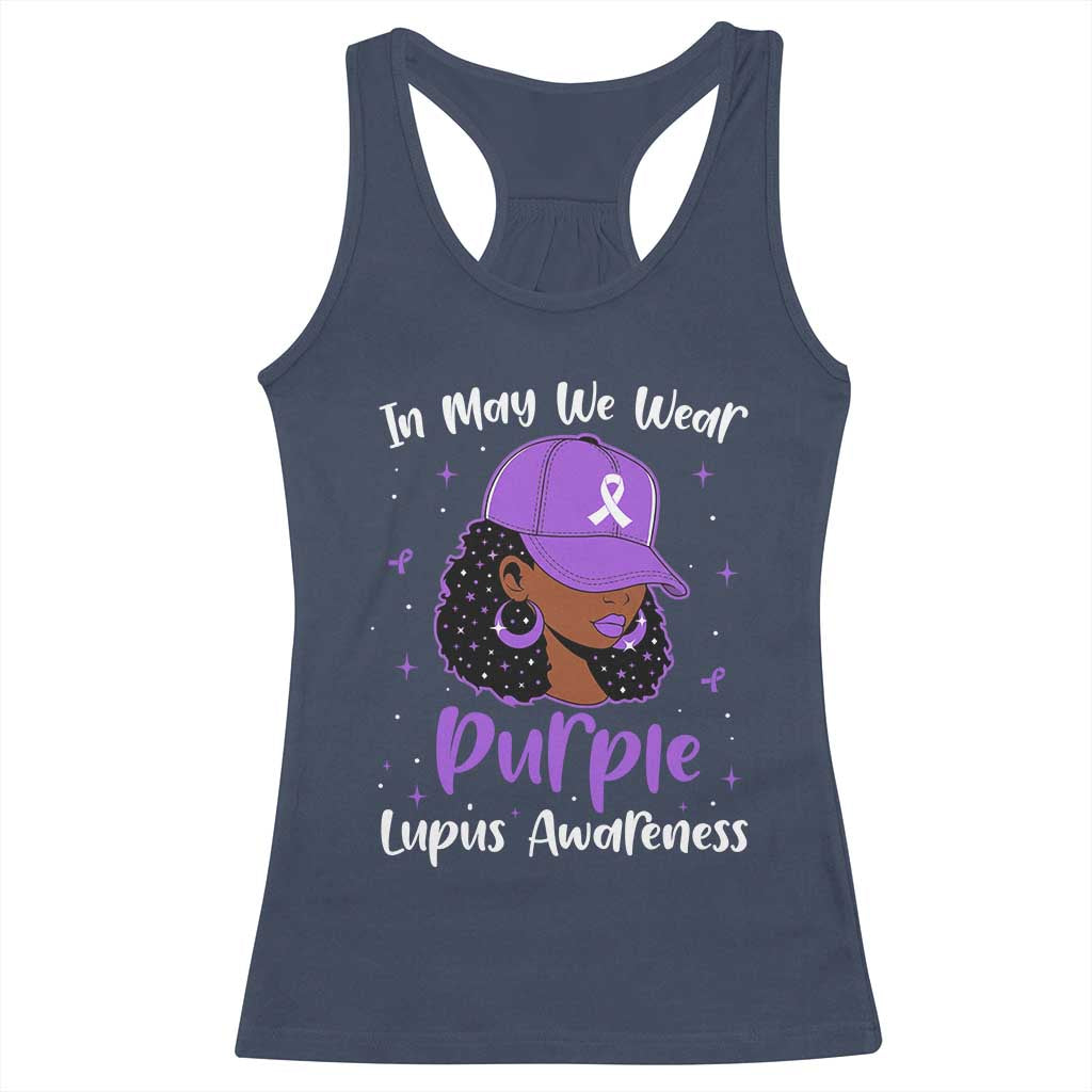 Lupus Awareness Racerback Tank Top African American Black Women Fight Lupus Purple Ribbon TS10 Navy Print Your Wear