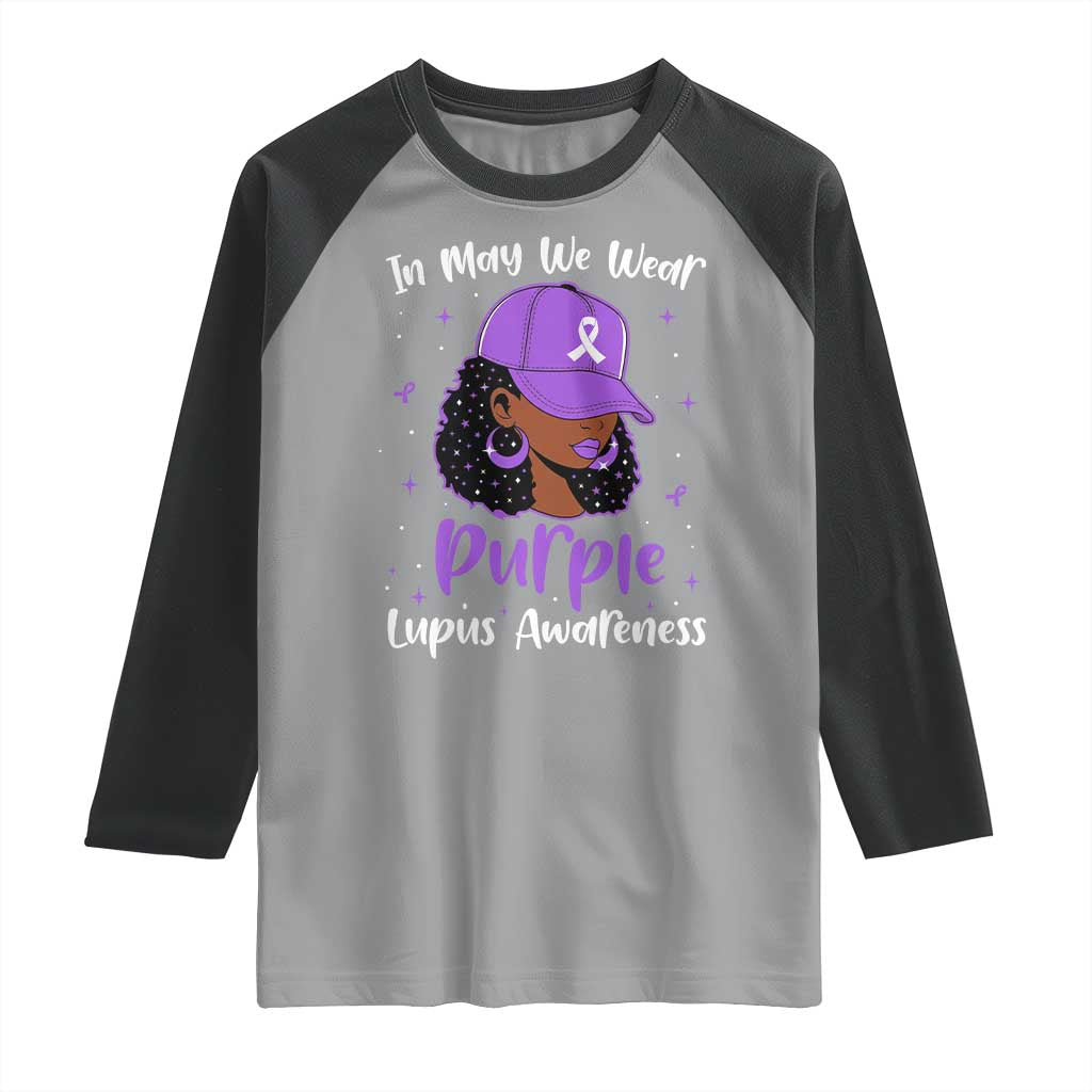 Lupus Awareness Raglan Shirt African American Black Women Fight Lupus Purple Ribbon TS10 Sport Gray Black Print Your Wear