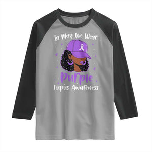 Lupus Awareness Raglan Shirt African American Black Women Fight Lupus Purple Ribbon TS10 Sport Gray Black Print Your Wear