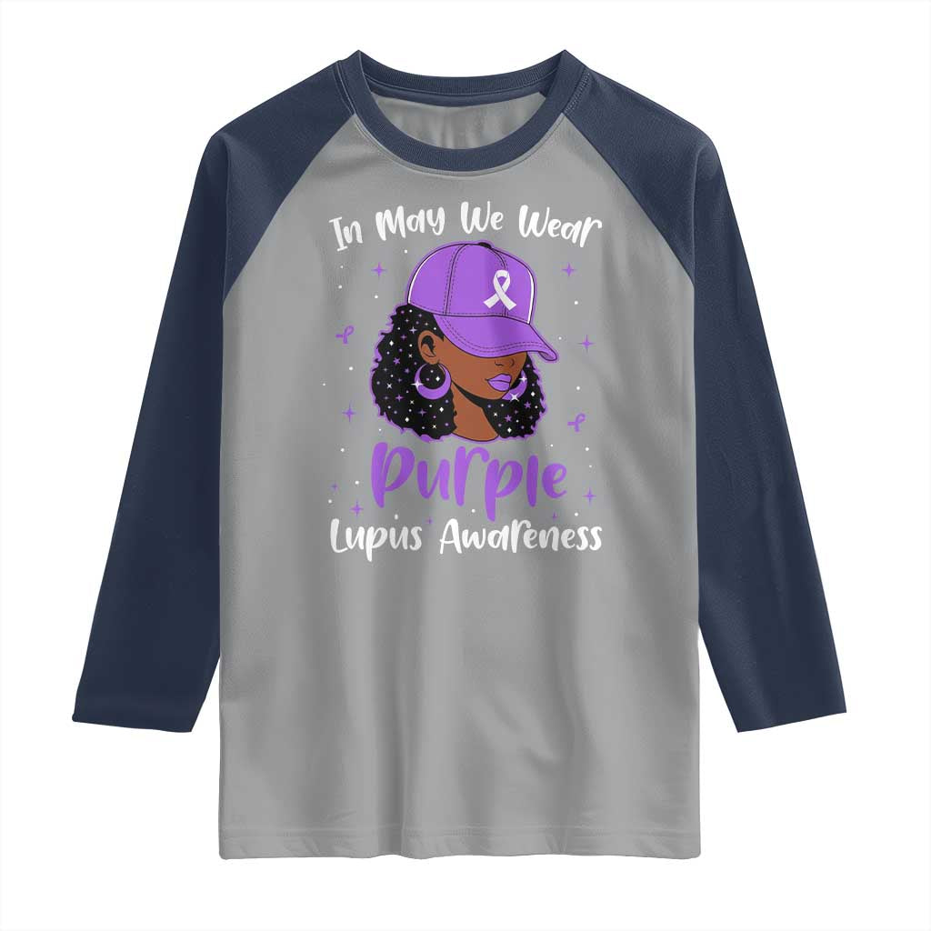 Lupus Awareness Raglan Shirt African American Black Women Fight Lupus Purple Ribbon TS10 Sport Gray Navy Print Your Wear