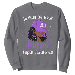 Lupus Awareness Sweatshirt African American Black Women Fight Lupus Purple Ribbon TS10 Charcoal Print Your Wear