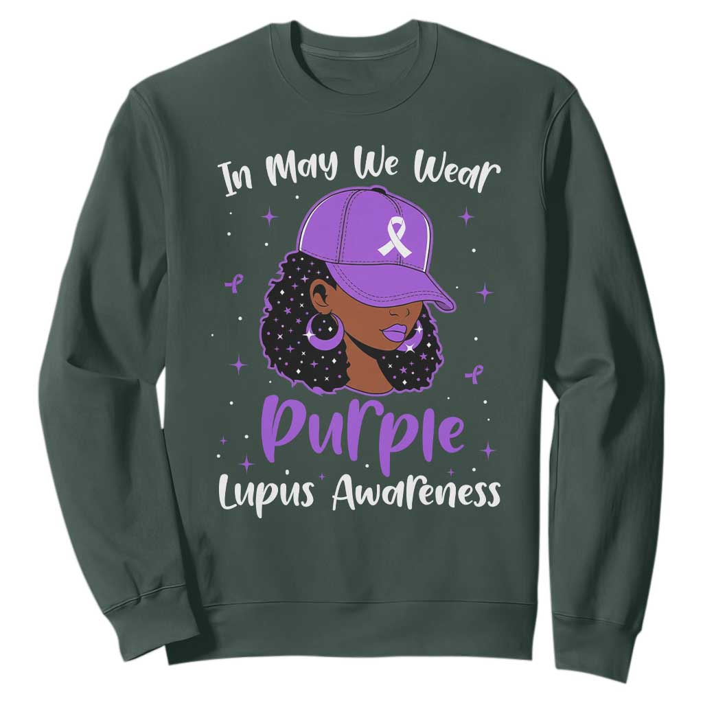 Lupus Awareness Sweatshirt African American Black Women Fight Lupus Purple Ribbon TS10 Dark Forest Green Print Your Wear