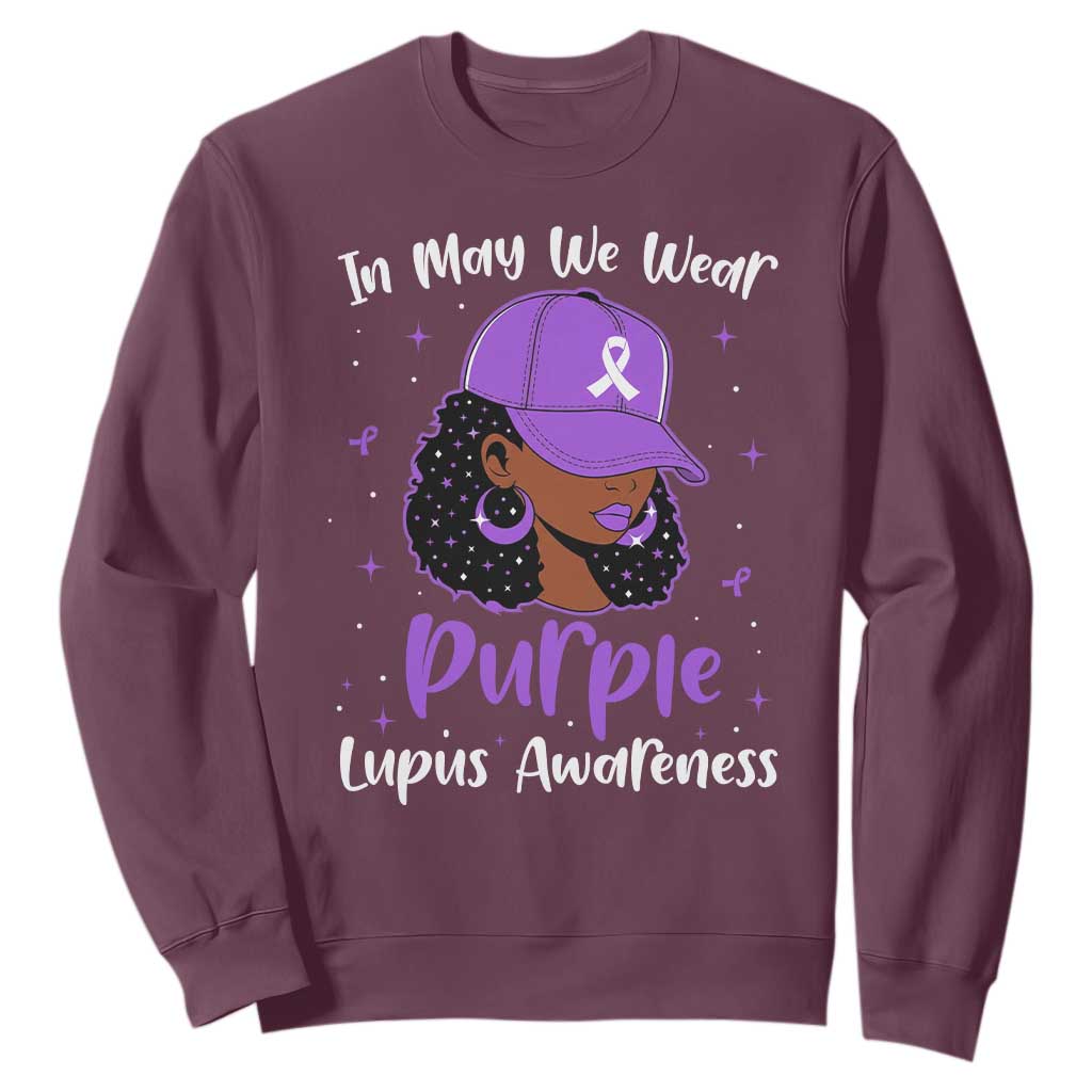 Lupus Awareness Sweatshirt African American Black Women Fight Lupus Purple Ribbon TS10 Maroon Print Your Wear