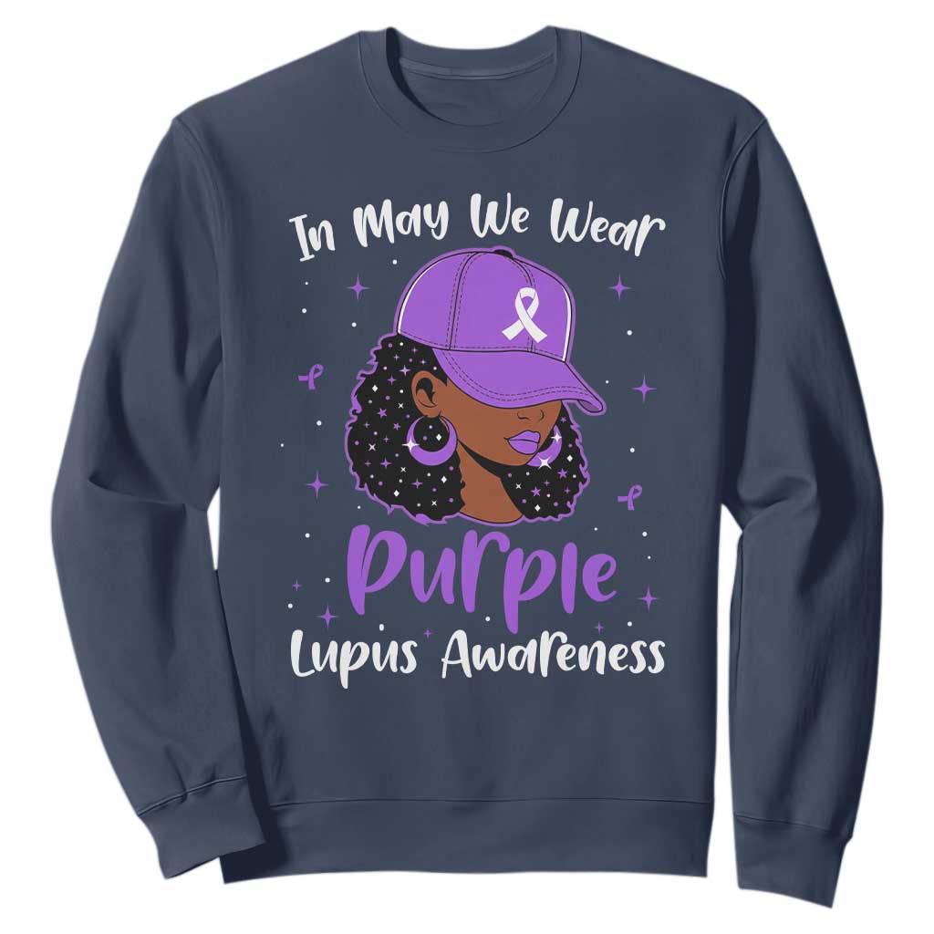 Lupus Awareness Sweatshirt African American Black Women Fight Lupus Purple Ribbon TS10 Navy Print Your Wear