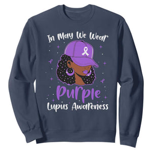 Lupus Awareness Sweatshirt African American Black Women Fight Lupus Purple Ribbon TS10 Navy Print Your Wear