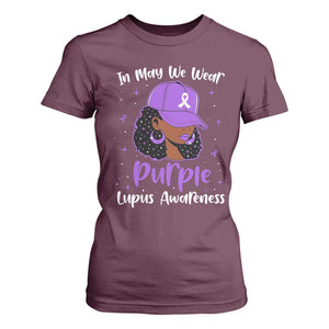 Lupus Awareness T Shirt For Women African American Black Women Fight Lupus Purple Ribbon TS10 Maroon Print Your Wear