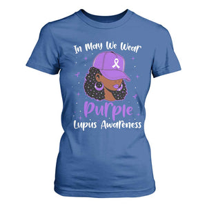Lupus Awareness T Shirt For Women African American Black Women Fight Lupus Purple Ribbon TS10 Royal Blue Print Your Wear
