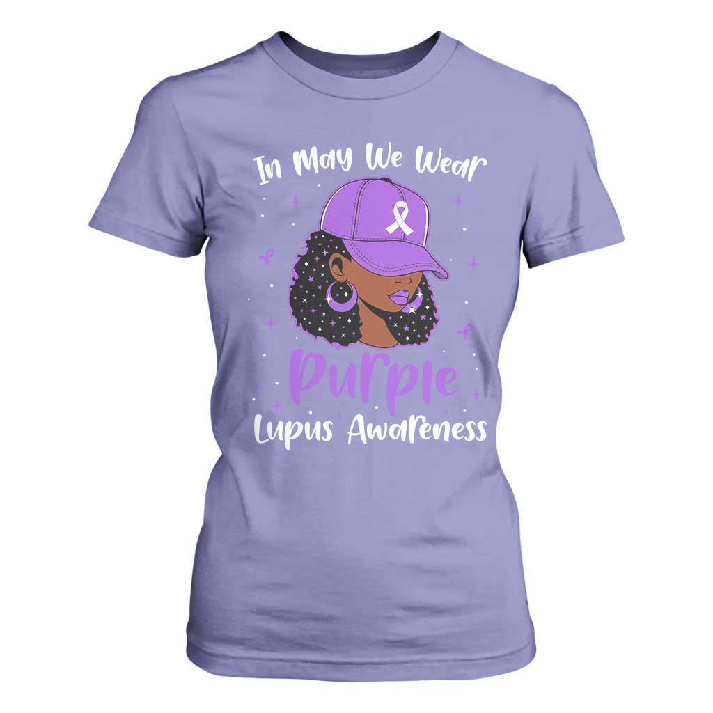 Lupus Awareness T Shirt For Women African American Black Women Fight Lupus Purple Ribbon TS10 Violet Print Your Wear