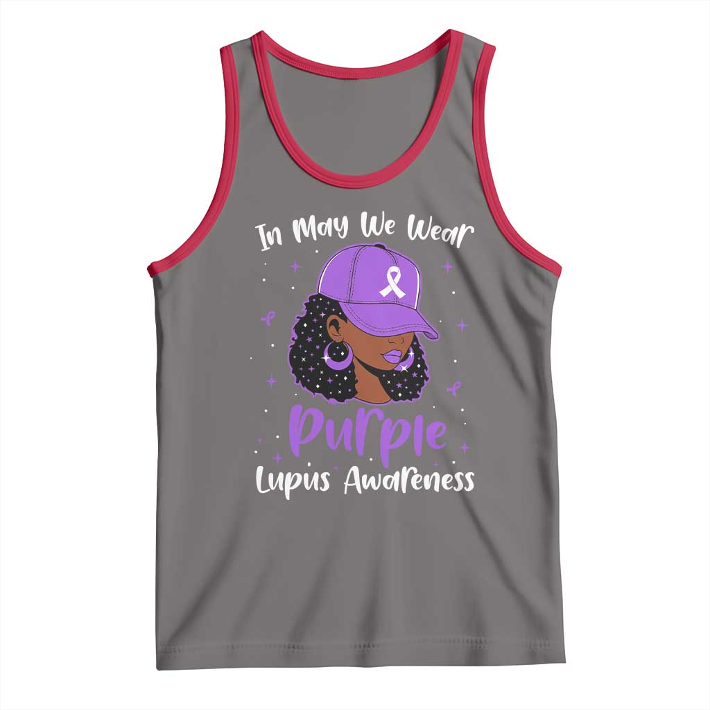 Lupus Awareness Tank Top African American Black Women Fight Lupus Purple Ribbon TS10 Deep Heather Red Print Your Wear