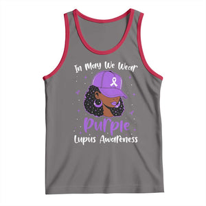 Lupus Awareness Tank Top African American Black Women Fight Lupus Purple Ribbon TS10 Deep Heather Red Print Your Wear