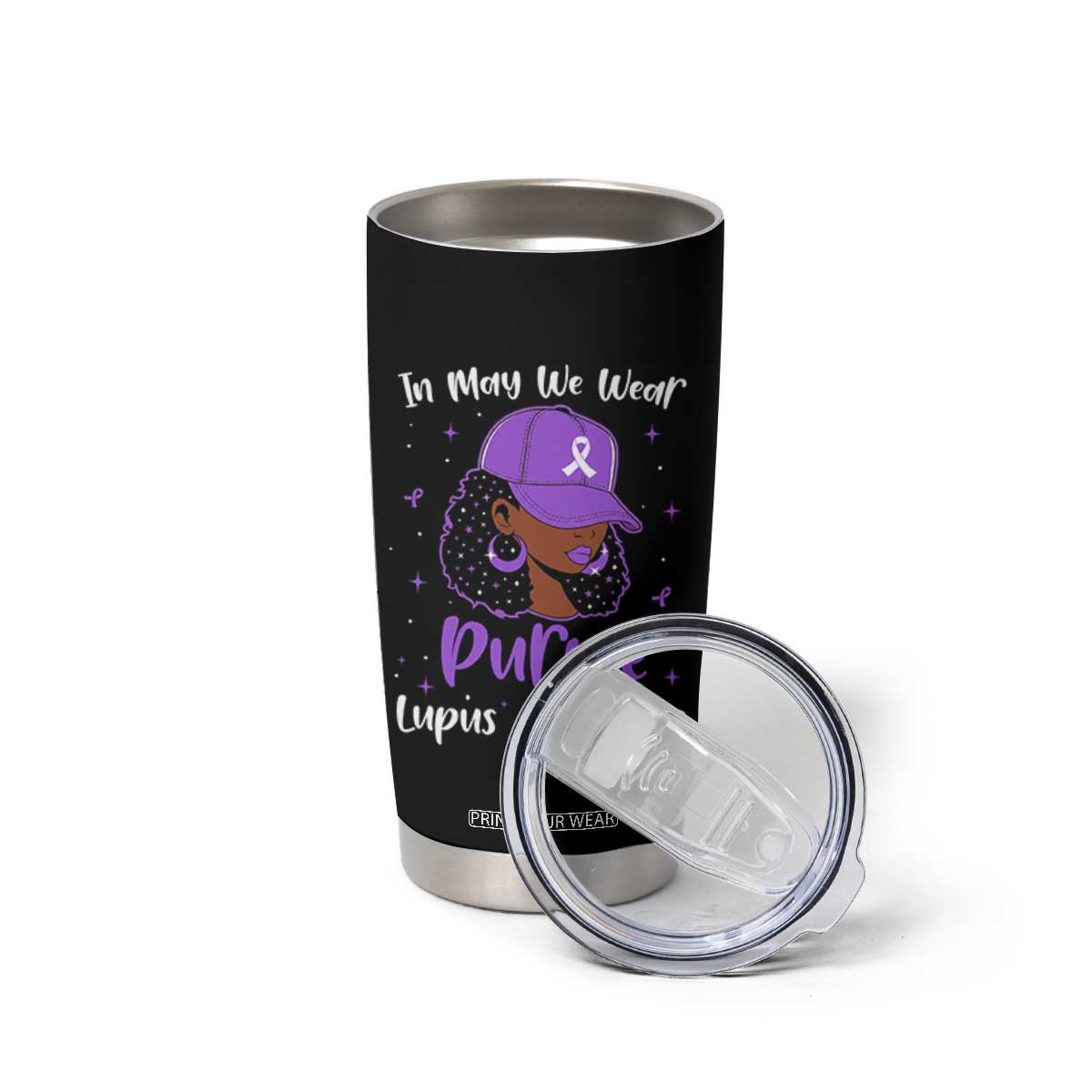 Lupus Awareness Tumbler Cup African American Black Women Fight Lupus Purple Ribbon TS10 Print Your Wear