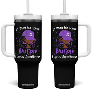 Lupus Awareness Tumbler With Handle African American Black Women Fight Lupus Purple Ribbon TS10 One Size: 40 oz Black Print Your Wear