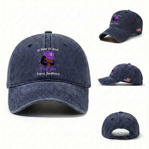 Lupus Awareness Washed Cotton Baseball Cap African American Black Women Fight Lupus Purple Ribbon TS10 Washed Cap Universal Fit Navy Print Your Wear