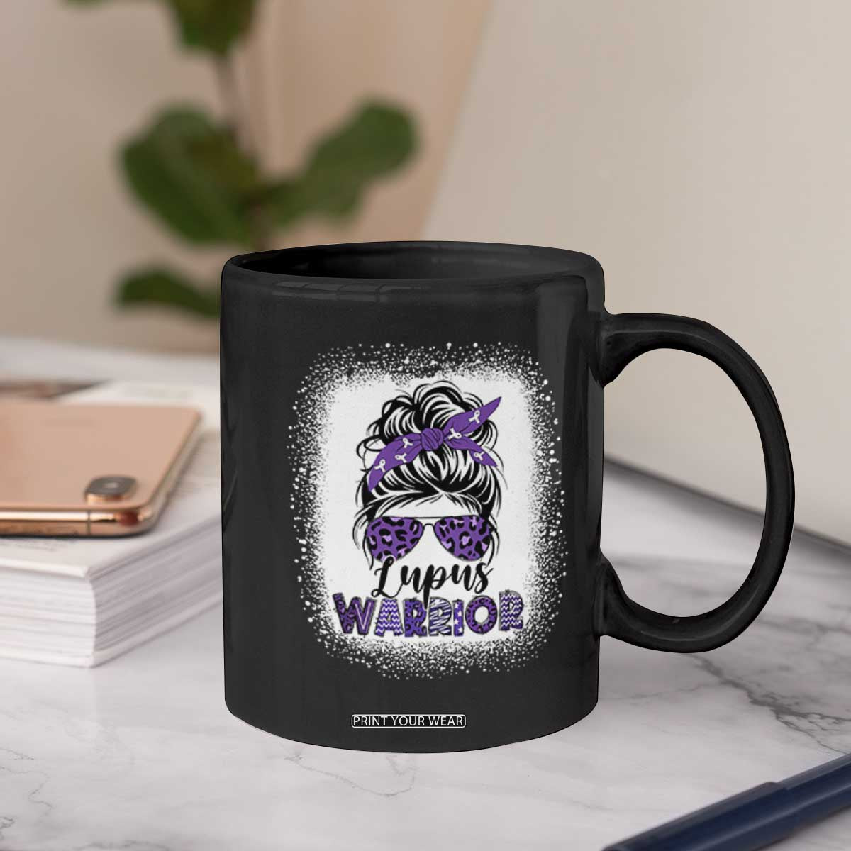 Lupus Warrior Coffee Mug Purple Ribbon Messy Bun Women TS10 Print Your Wear