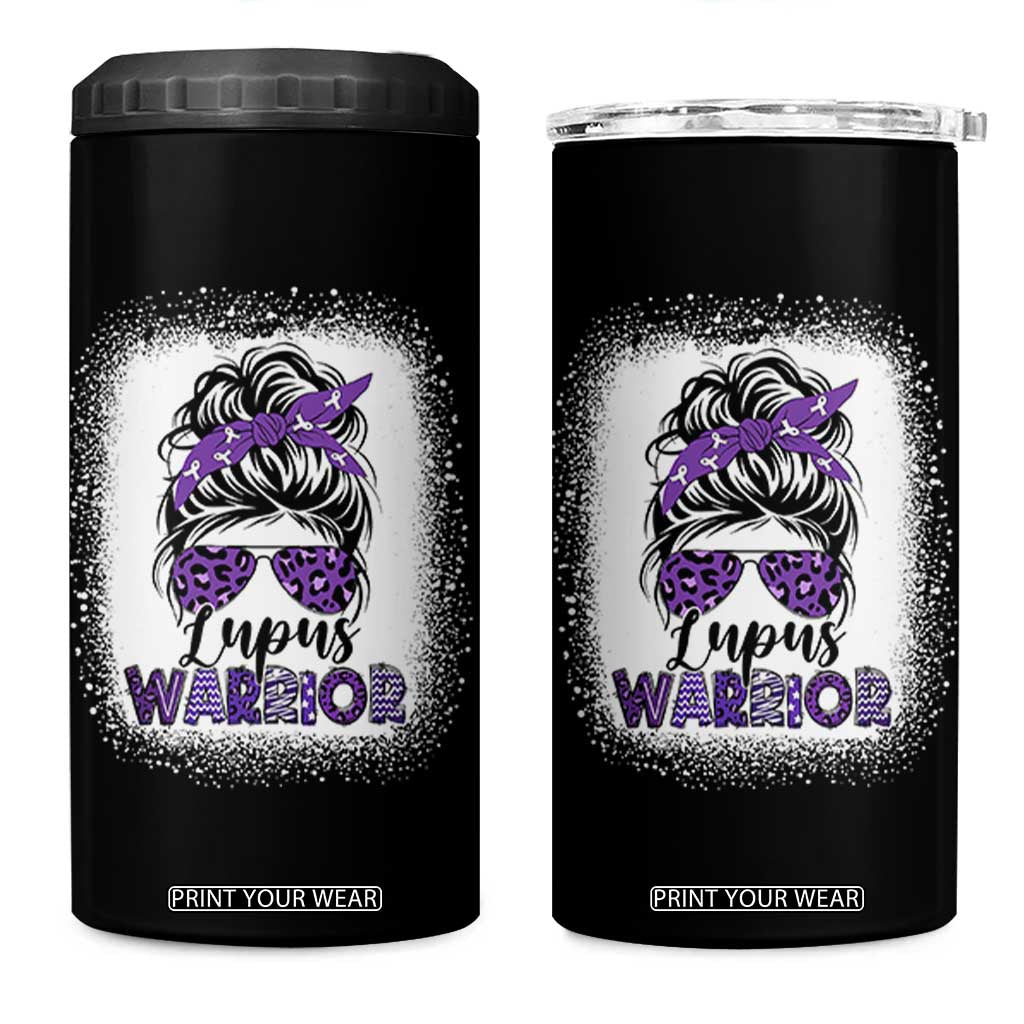 Lupus Warrior 4 in 1 Can Cooler Tumbler Purple Ribbon Messy Bun Women TS10 One Size: 16 oz Black Print Your Wear