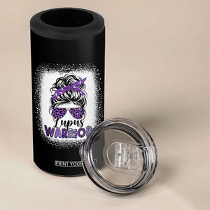 Lupus Warrior 4 in 1 Can Cooler Tumbler Purple Ribbon Messy Bun Women TS10 Print Your Wear